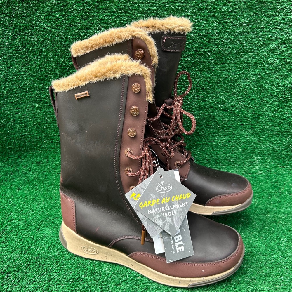 Chaco Borealis Tall Waterproof Winter Boots Mahogany Brown Leather W 9 J106770